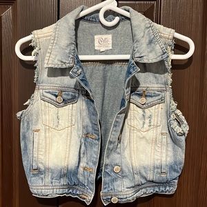Cello Destroyed Denim Vest Size S